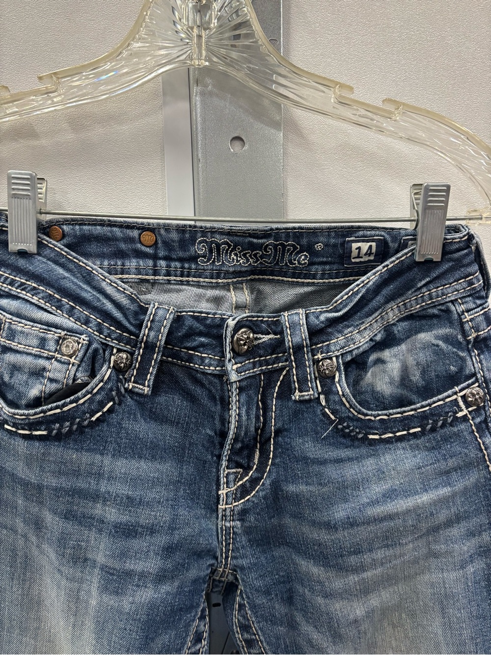Miss Me Girls' Blue Faded Bootcut Jeans - Picture 2 of 4